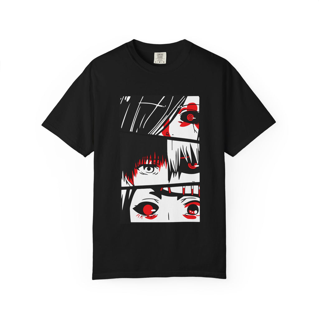 Anime Eyes Panel T-Shirt — Red & Black Manga Eye Design