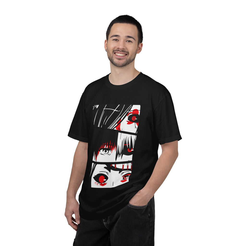 Anime Eyes Panel T-Shirt — Red & Black Manga Eye Design