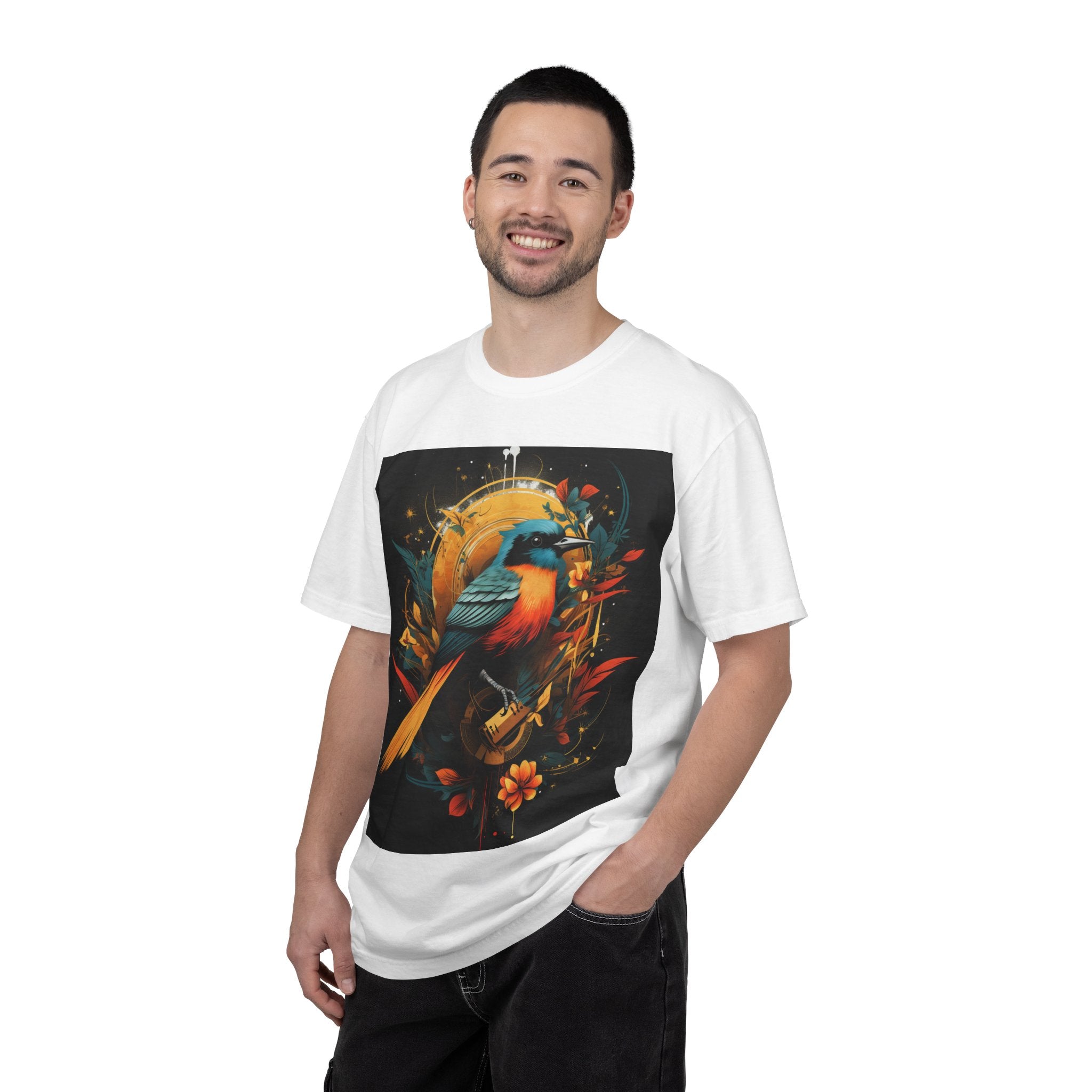T-Shirt — Vibrant Sunrise Bird Illustration Tee