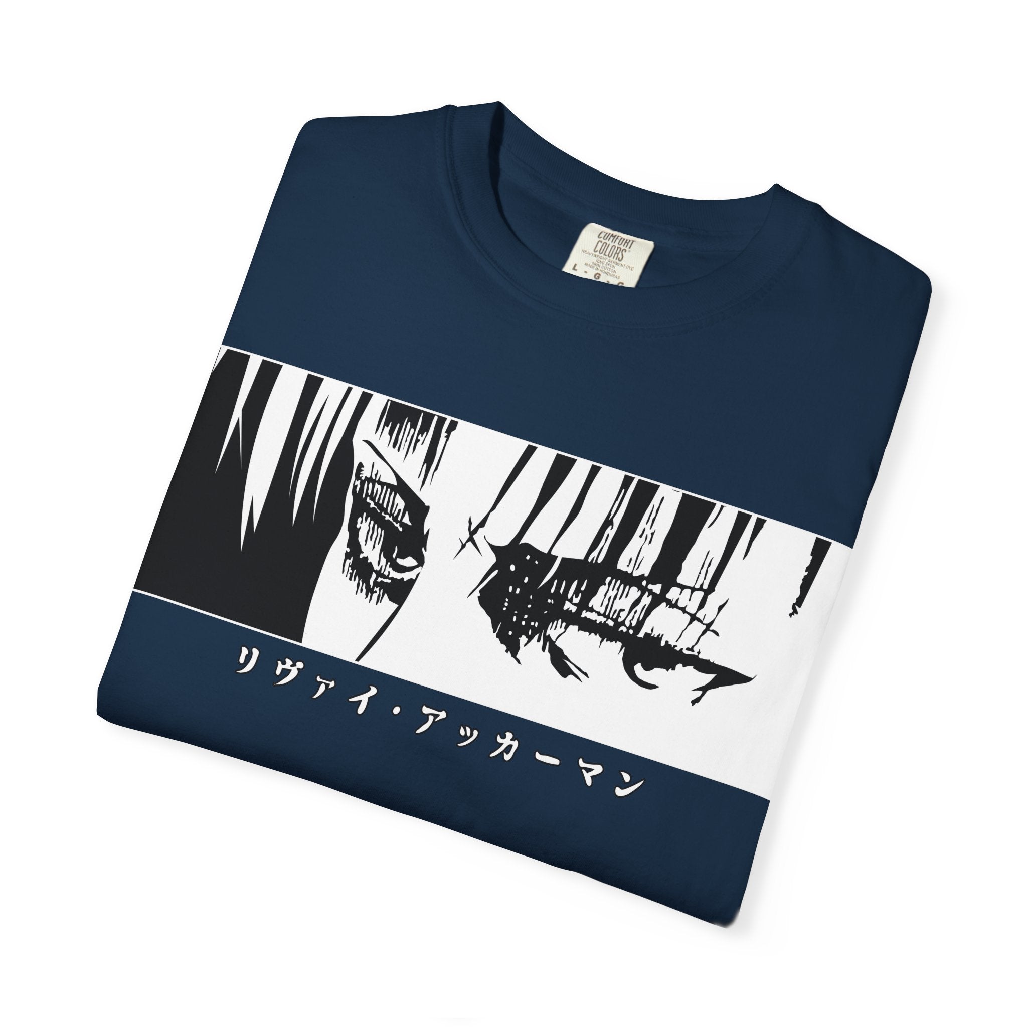 Anime Eyes Graphic T-Shirt — Monochrome Manga Panel with Japanese Text
