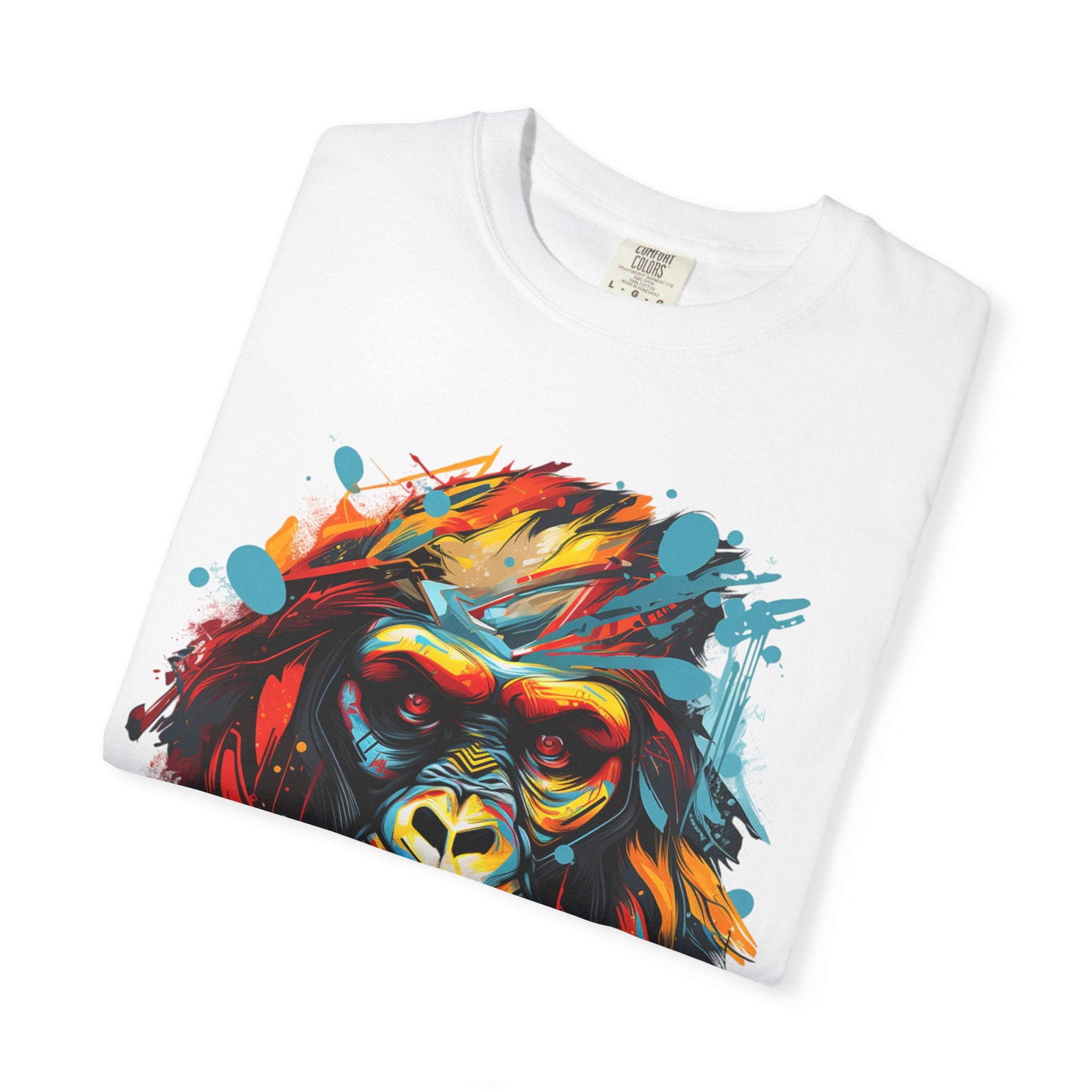 Colorful Gorilla Portrait T-Shirt — Vibrant Urban Streetwear Graphic Tee