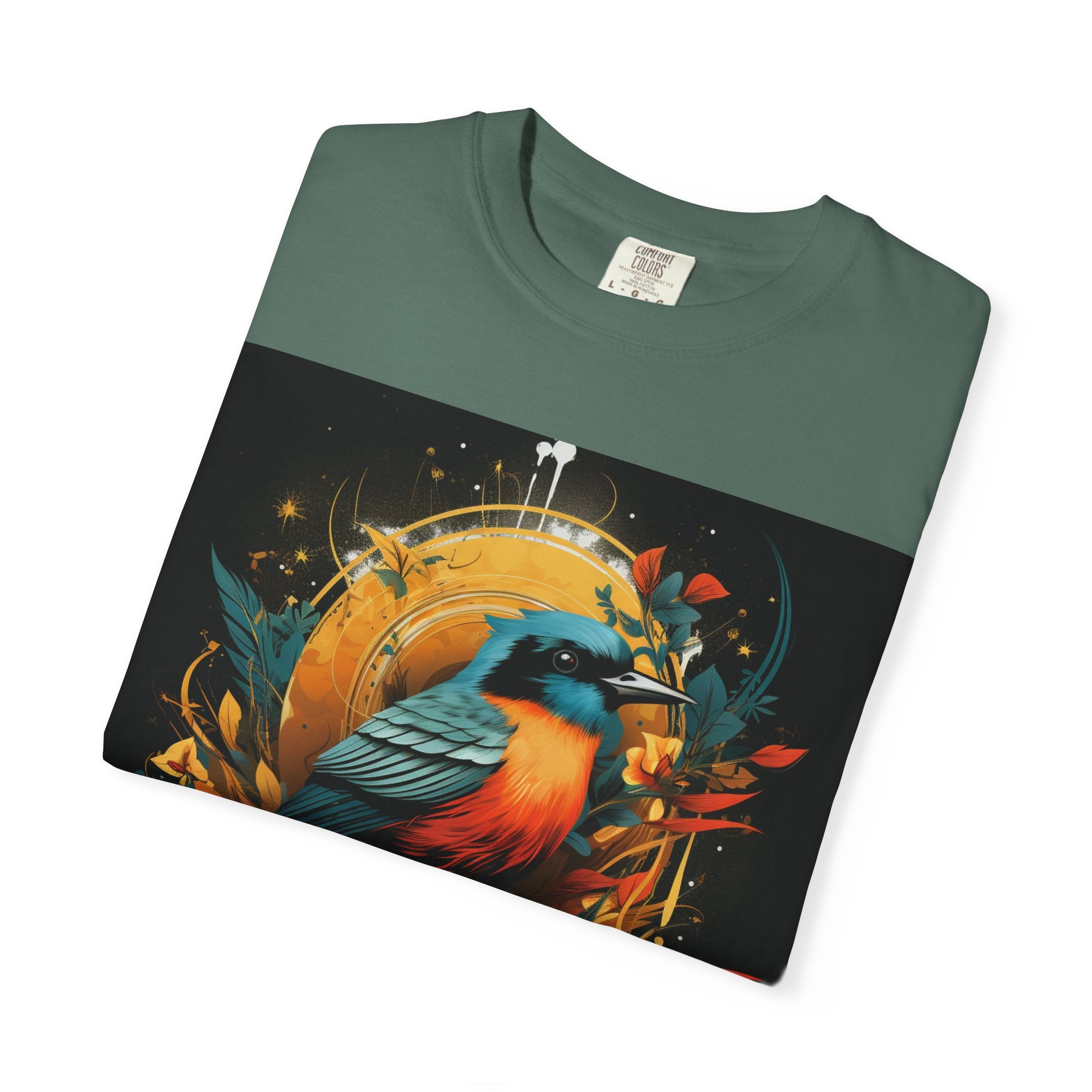 T-Shirt — Vibrant Sunrise Bird Illustration Tee