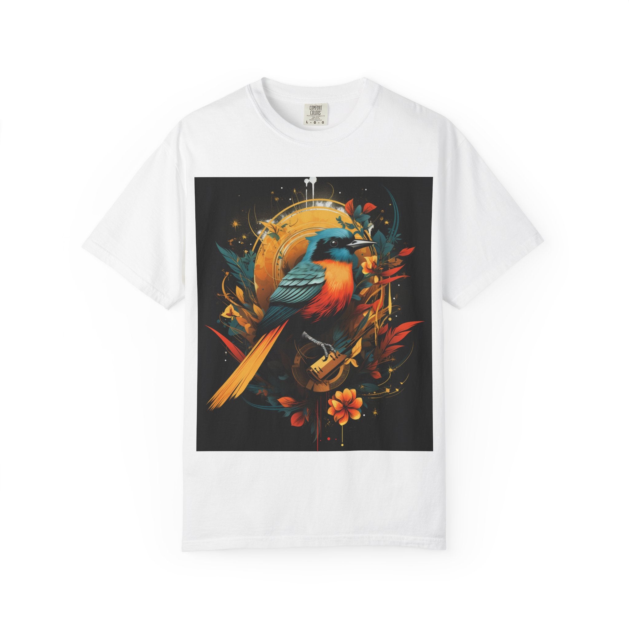 T-Shirt — Vibrant Sunrise Bird Illustration Tee