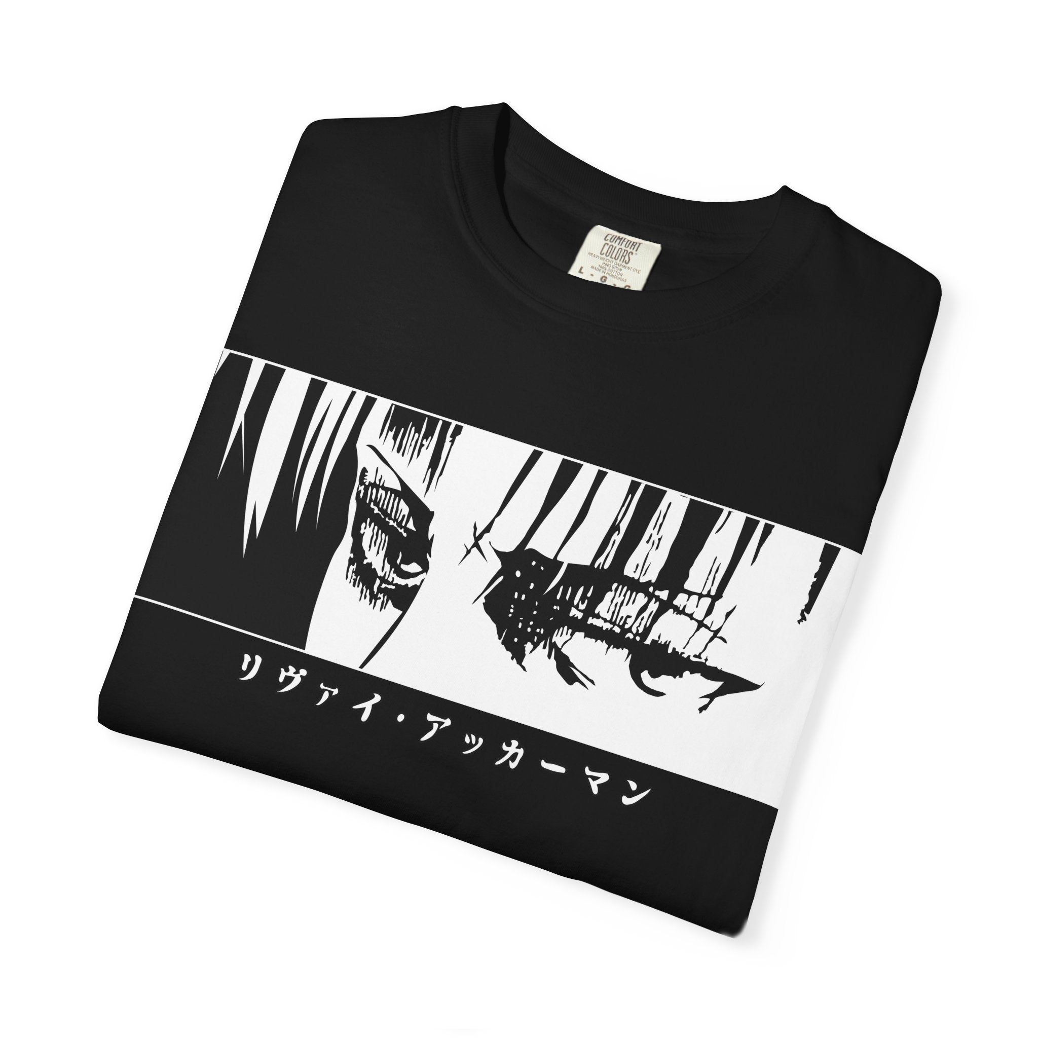 Anime Eyes Graphic T-Shirt — Monochrome Manga Panel with Japanese Text