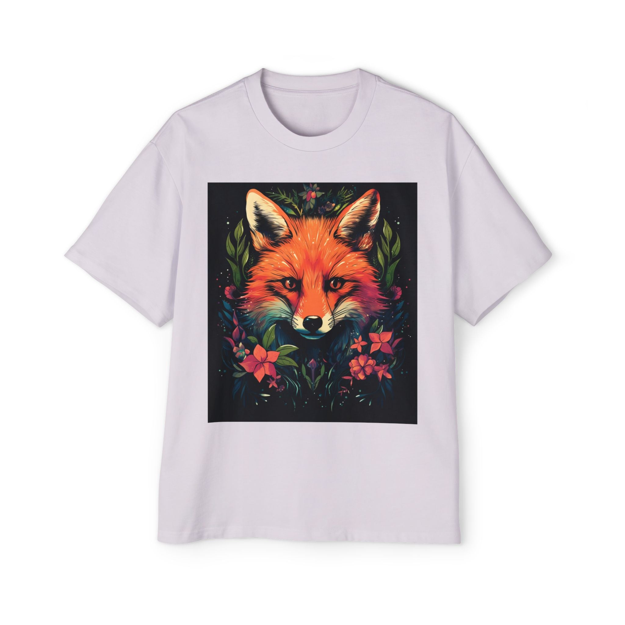 Fox Portrait Tee — Vibrant Floral Fox Graphic T-Shirt