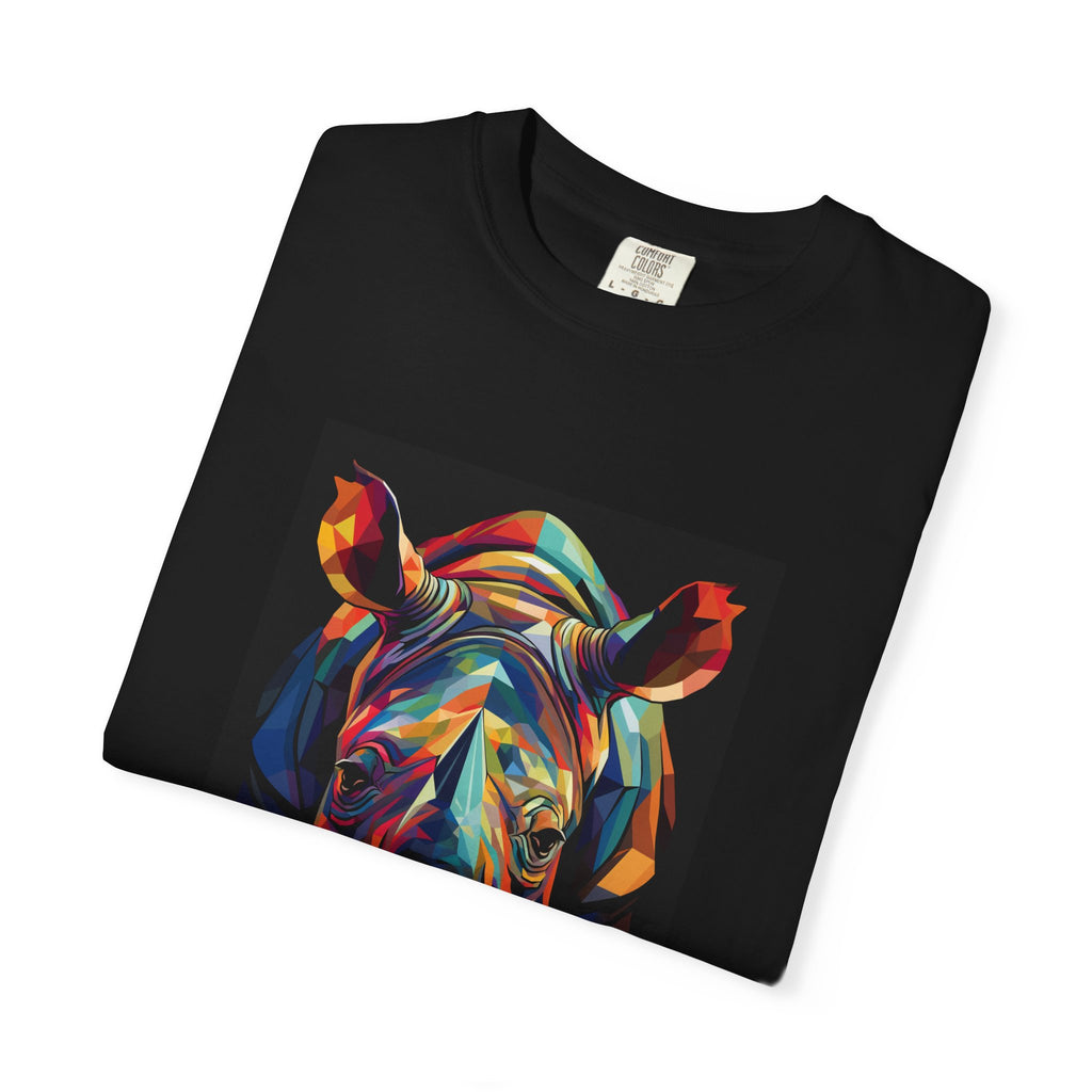 Colorful Rhino Graphic T-Shirt — Vibrant Wildlife Art Tee