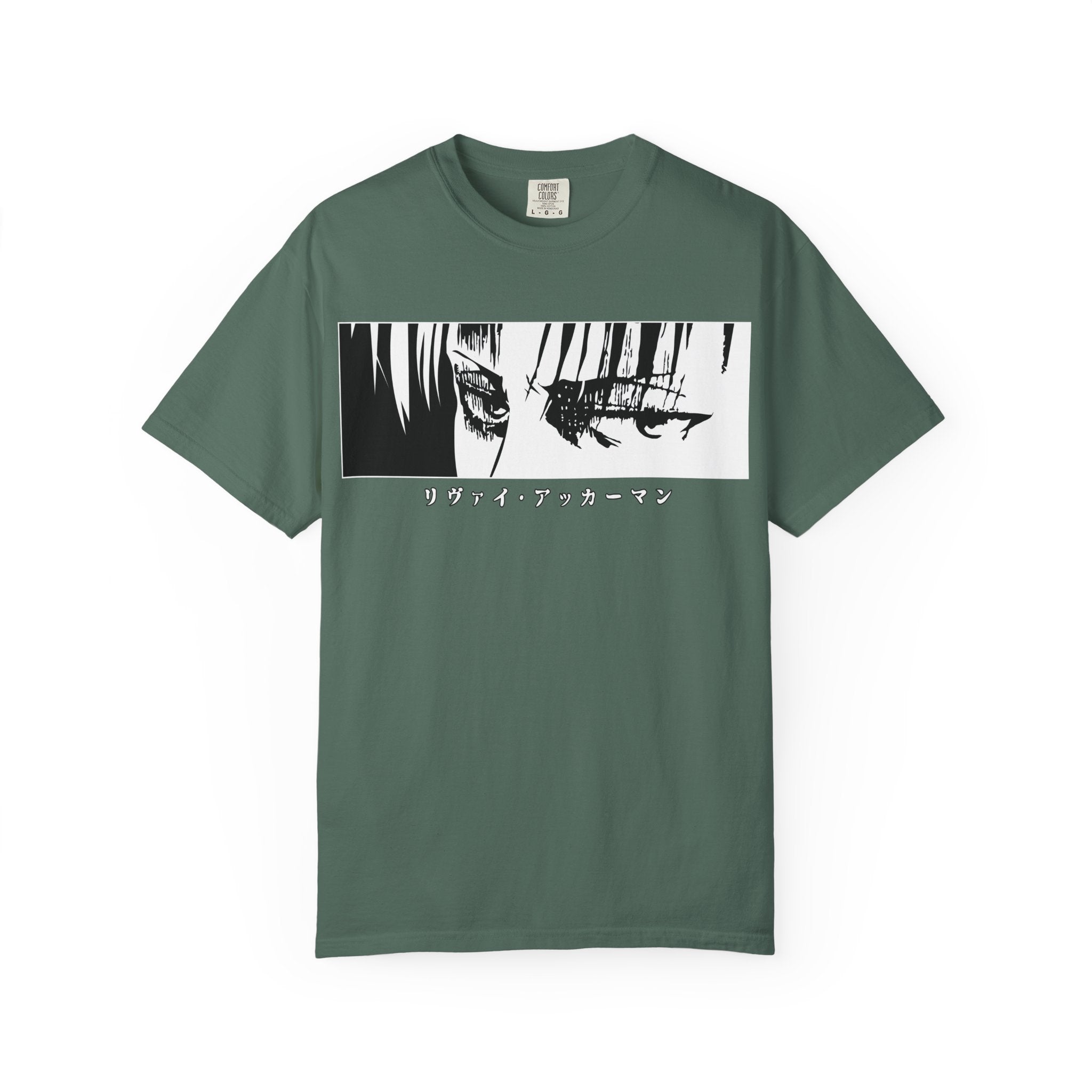 Anime Eyes Graphic T-Shirt — Monochrome Manga Panel with Japanese Text