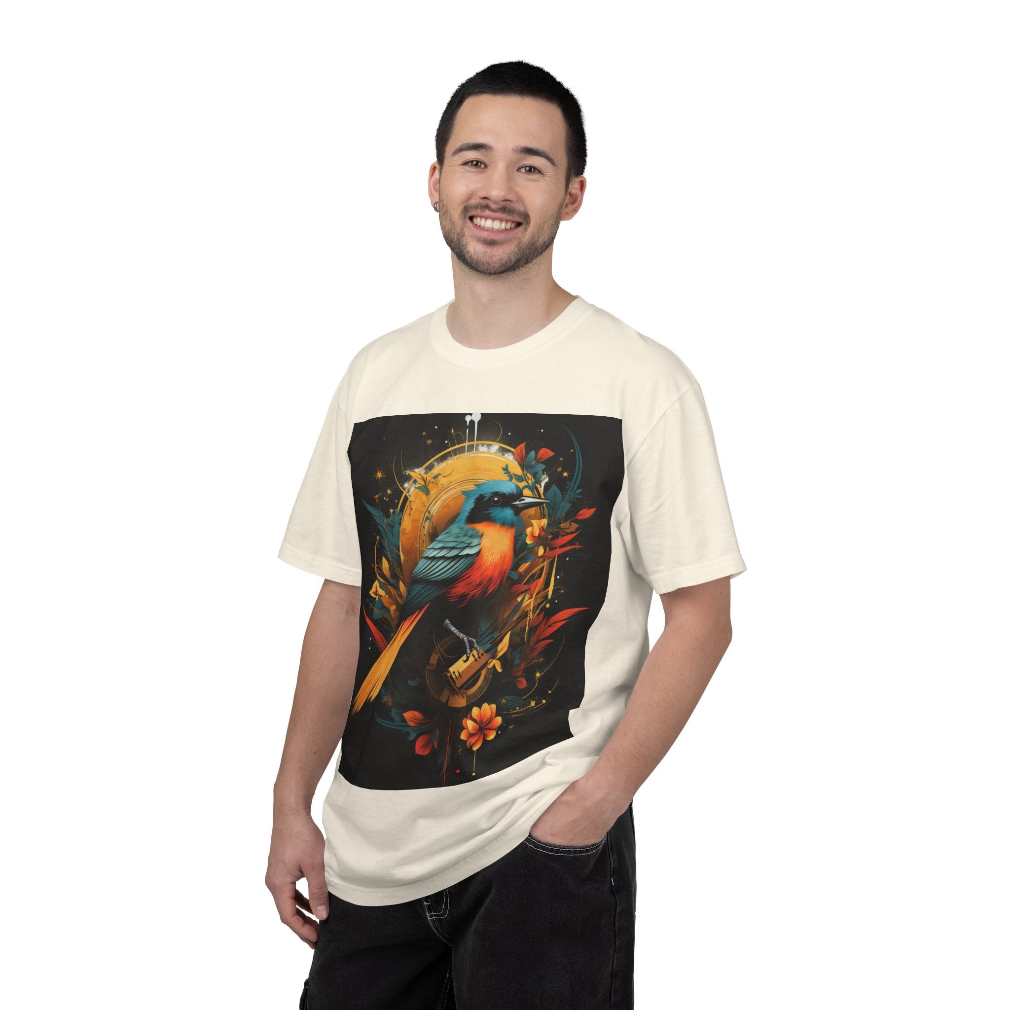 T-Shirt — Vibrant Sunrise Bird Illustration Tee