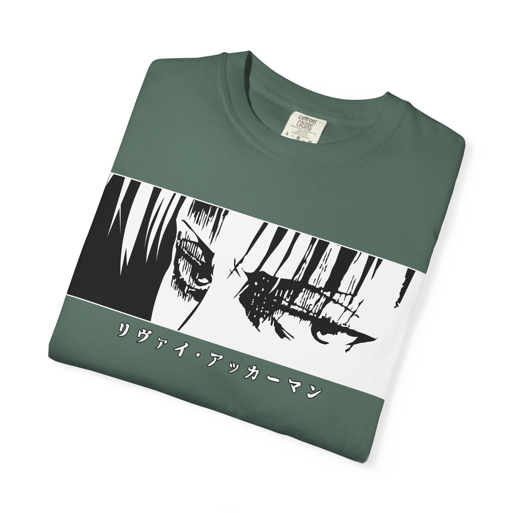Anime Eyes Graphic T-Shirt — Monochrome Manga Panel with Japanese Text