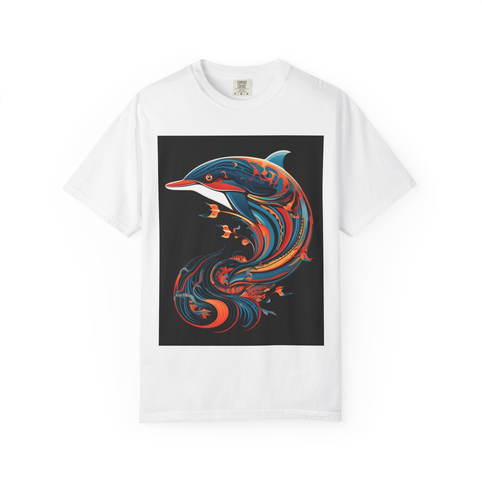 Dolphin Wave Art T-Shirt — Colorful Swirl Ocean Graphic
