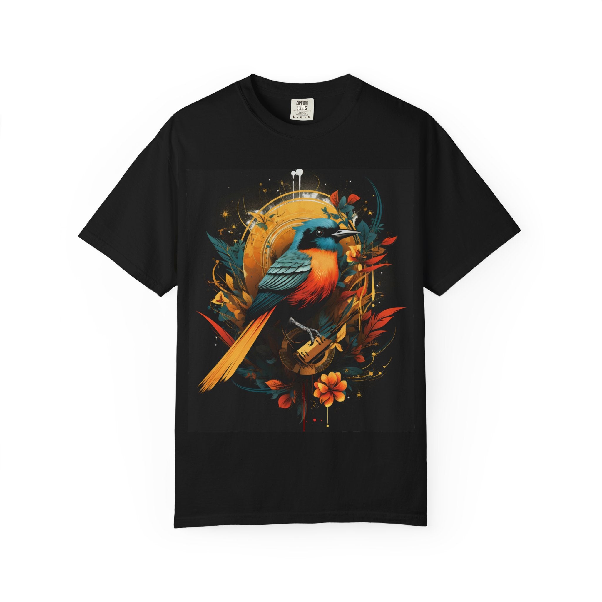 T-Shirt — Vibrant Sunrise Bird Illustration Tee