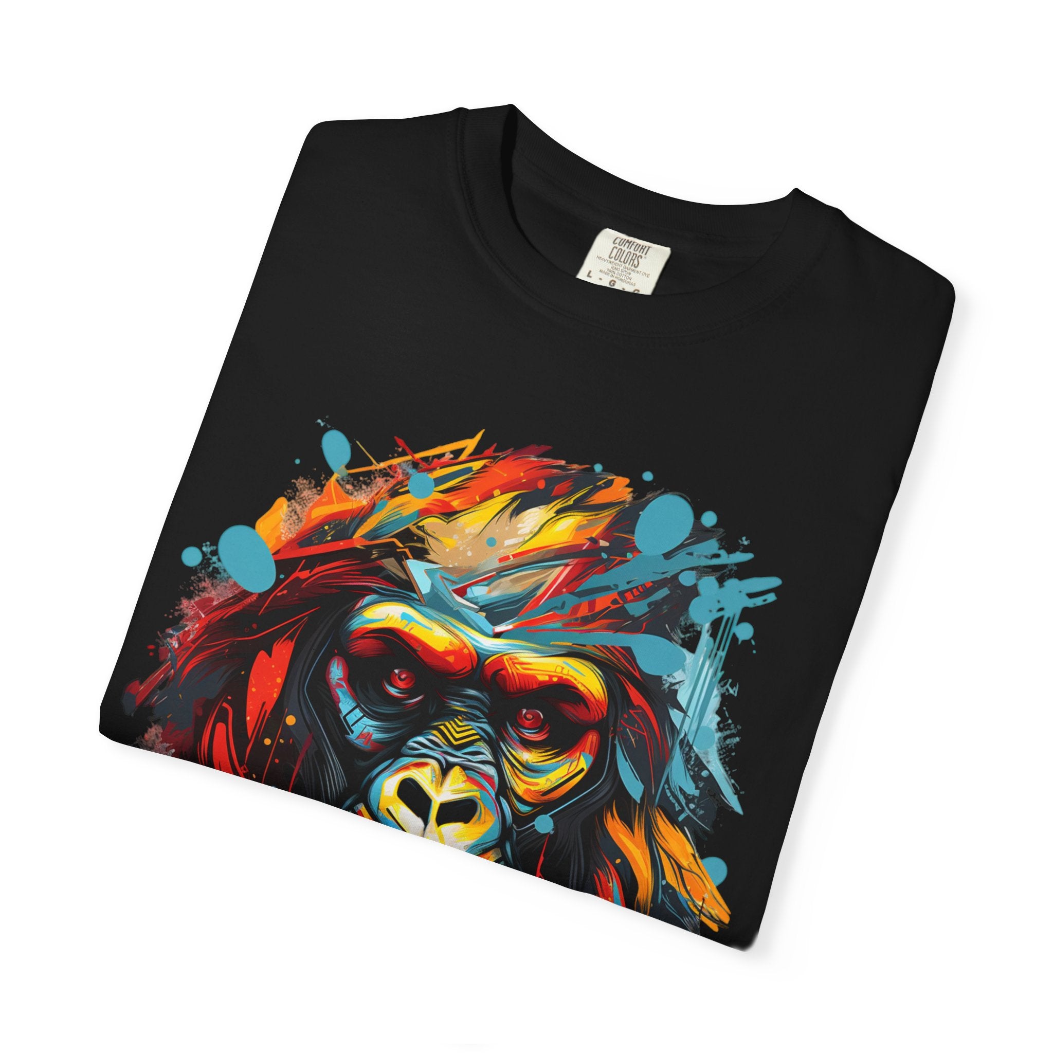 Colorful Gorilla Portrait T-Shirt — Vibrant Urban Streetwear Graphic Tee