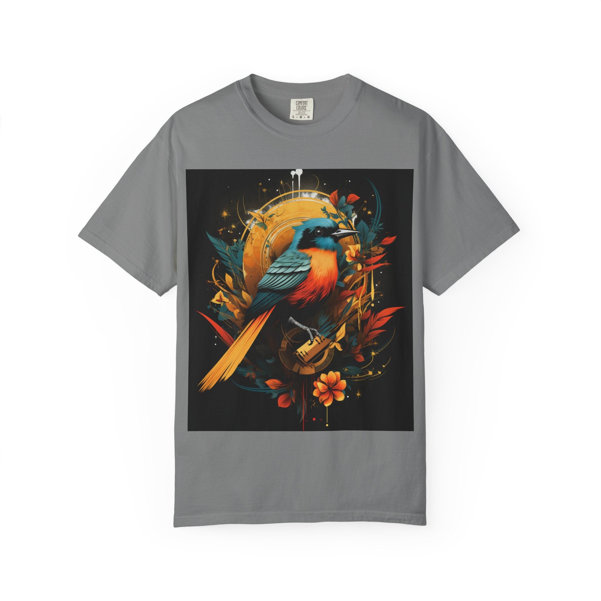 T-Shirt — Vibrant Sunrise Bird Illustration Tee