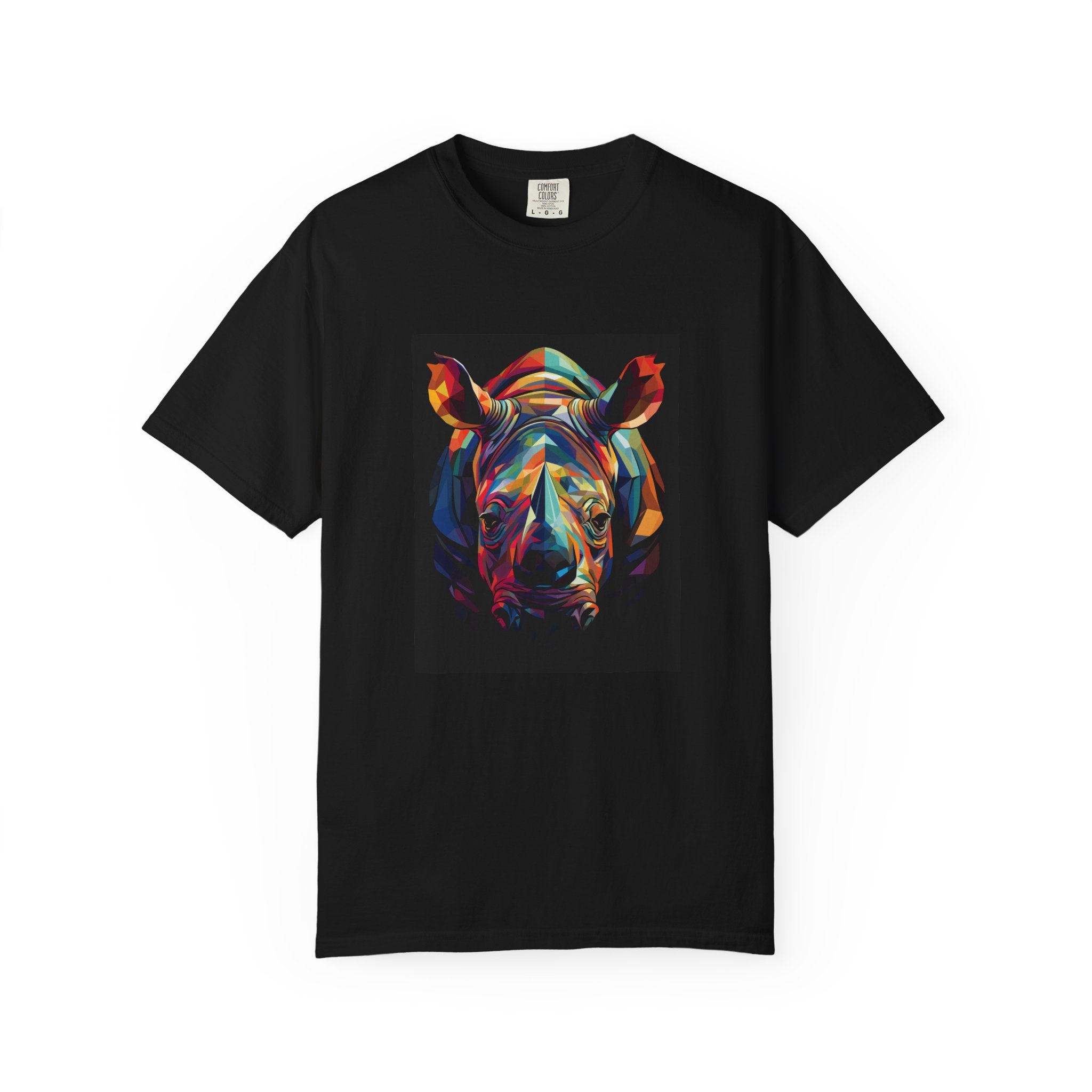 Colorful Rhino Graphic T-Shirt — Vibrant Wildlife Art Tee