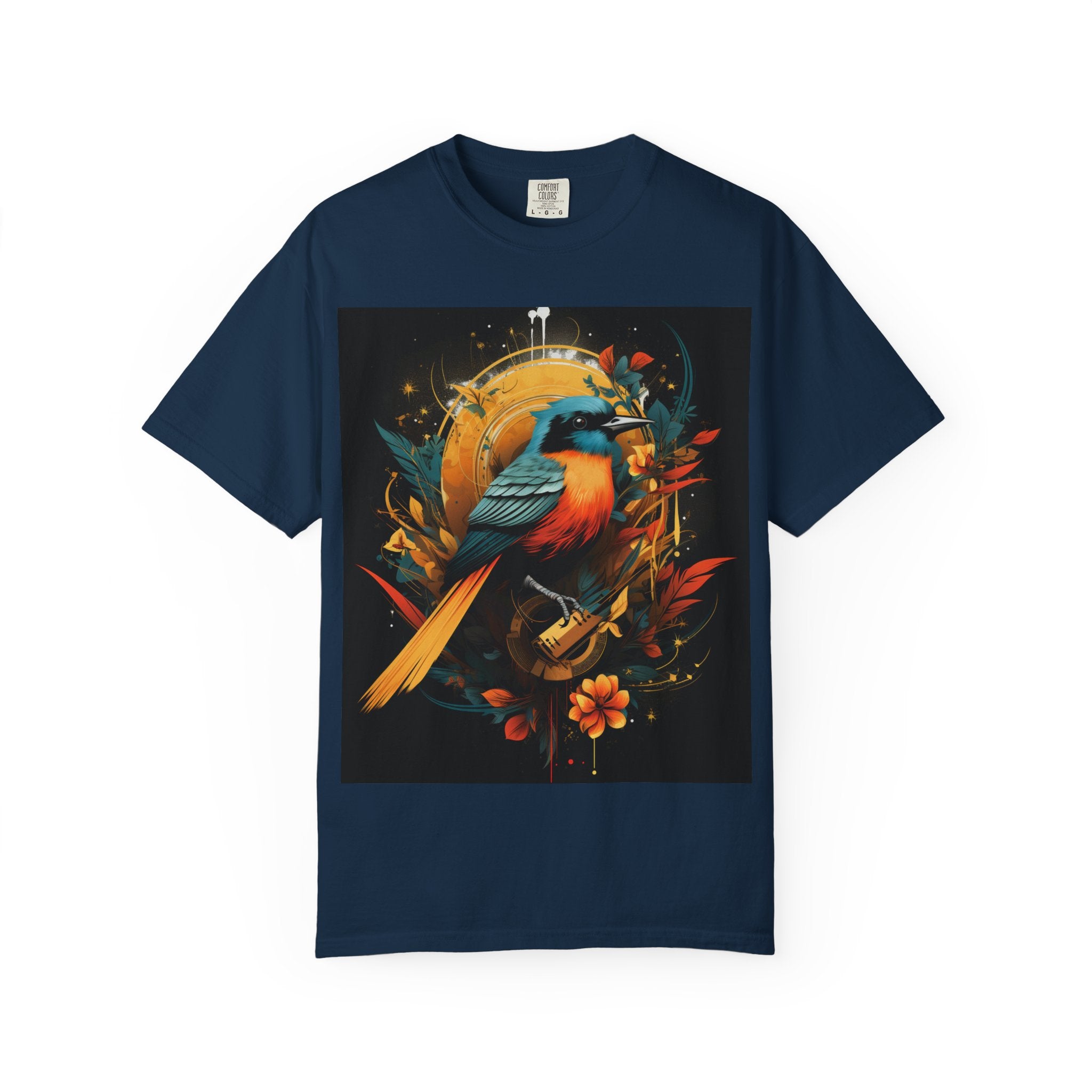 T-Shirt — Vibrant Sunrise Bird Illustration Tee