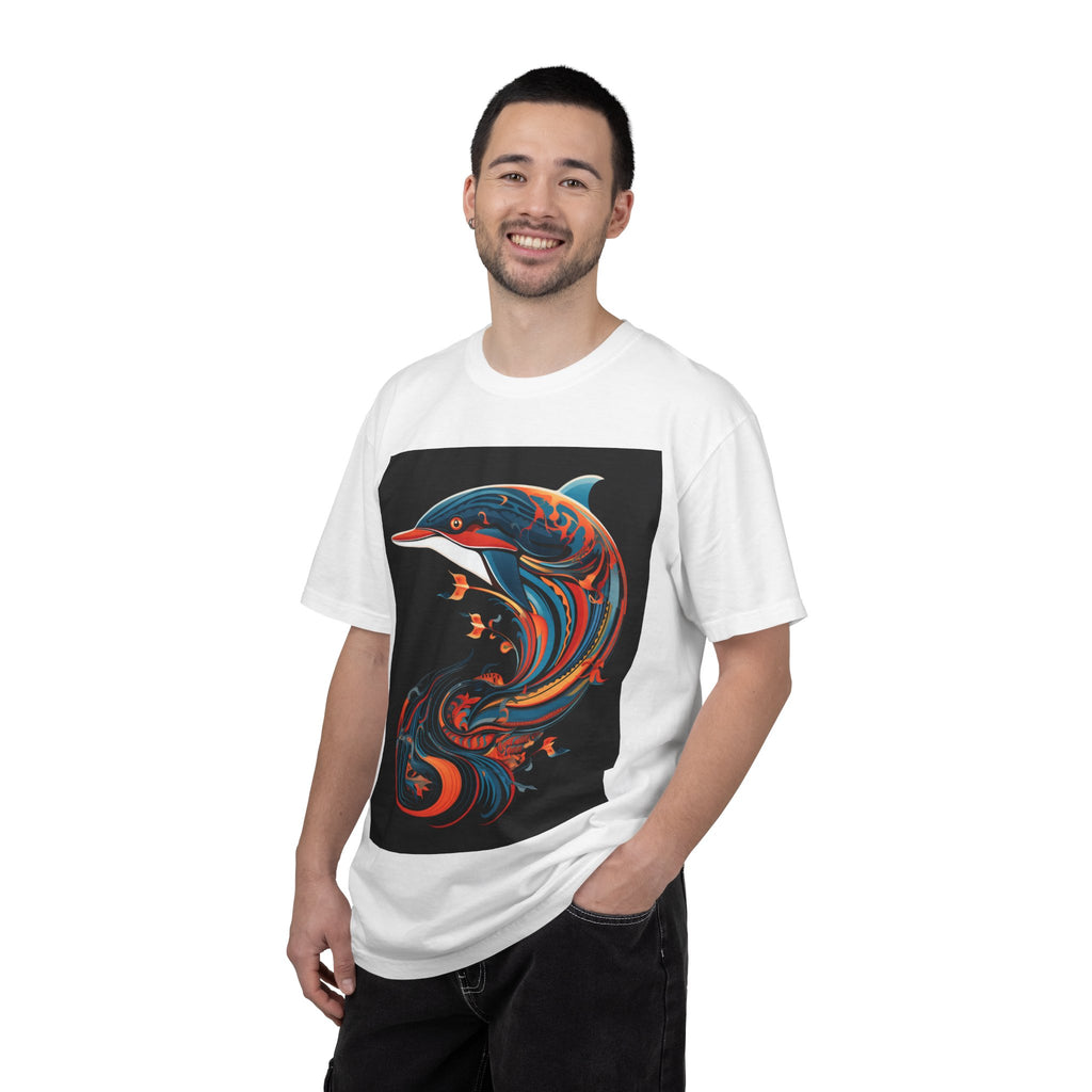 Dolphin Wave Art T-Shirt — Colorful Swirl Ocean Graphic