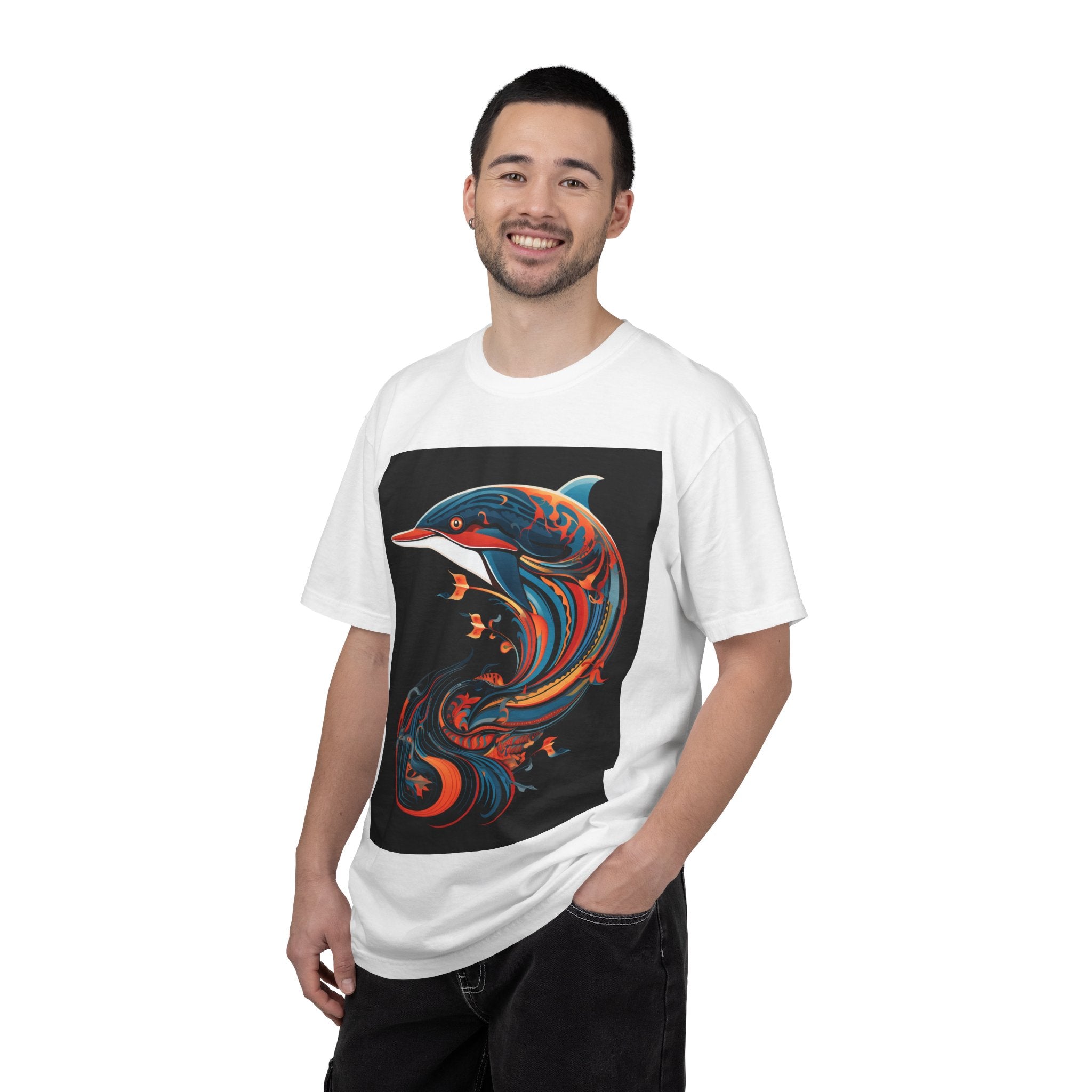 Dolphin Wave Art T-Shirt — Colorful Swirl Ocean Graphic